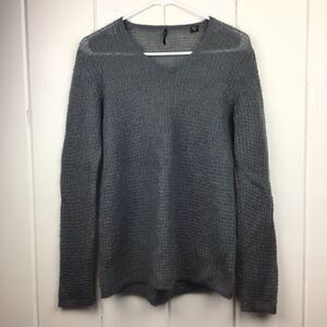 ISDA & CO Gray Knit Mohair V-neck Sweater XS‎